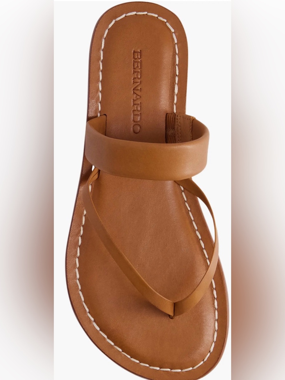 Bernardo Cognac Tan Leather Toe-Loop Sandal